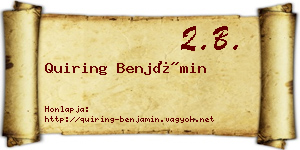 Quiring Benjámin névjegykártya